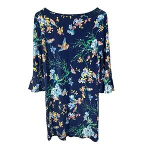 Tori Richard Honolulu Navy Floral Sheath Dress XS